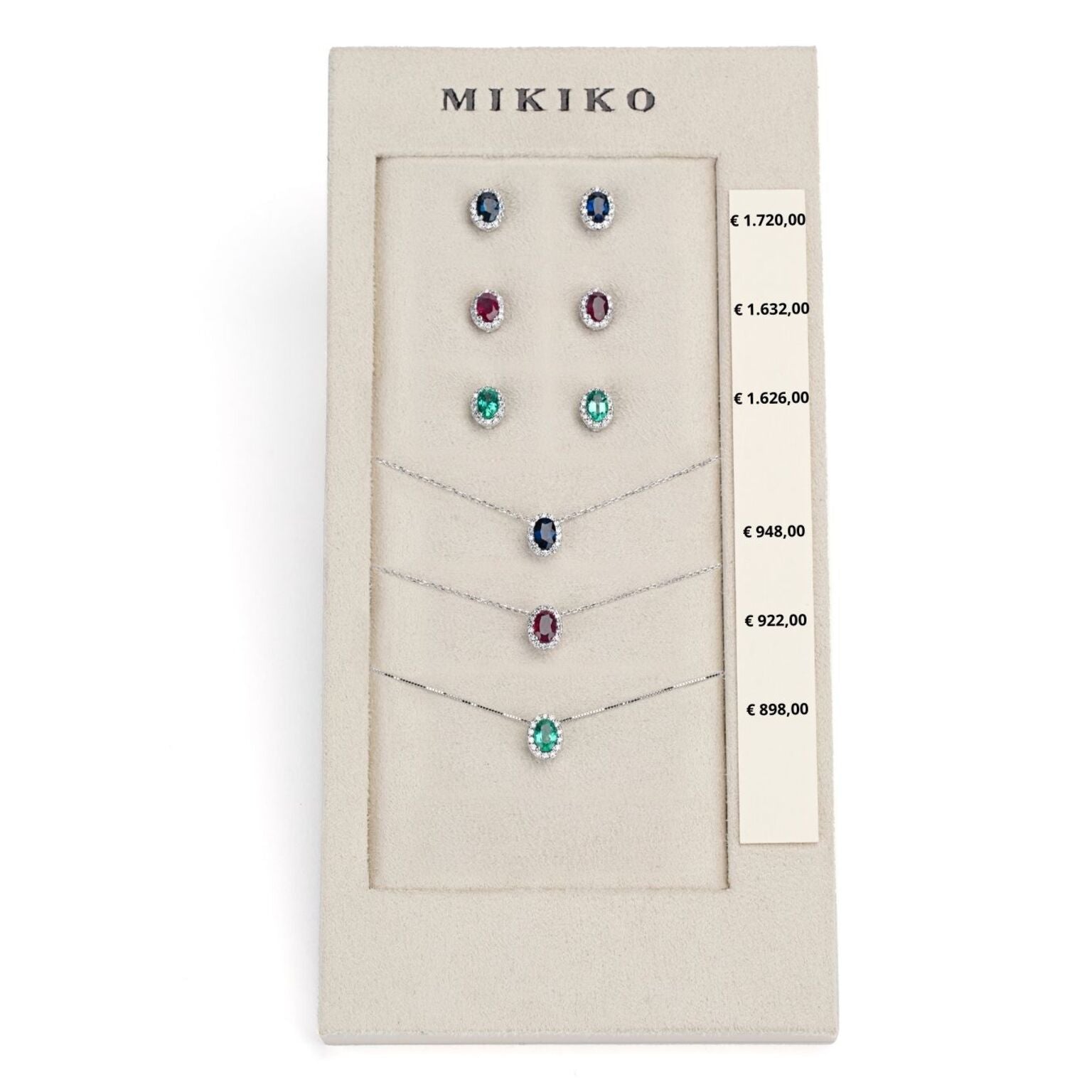 Mikiko 套装cl 5059 + 或5038 18kt 椭圆形6x4 蓝宝石、红宝石和祖母绿