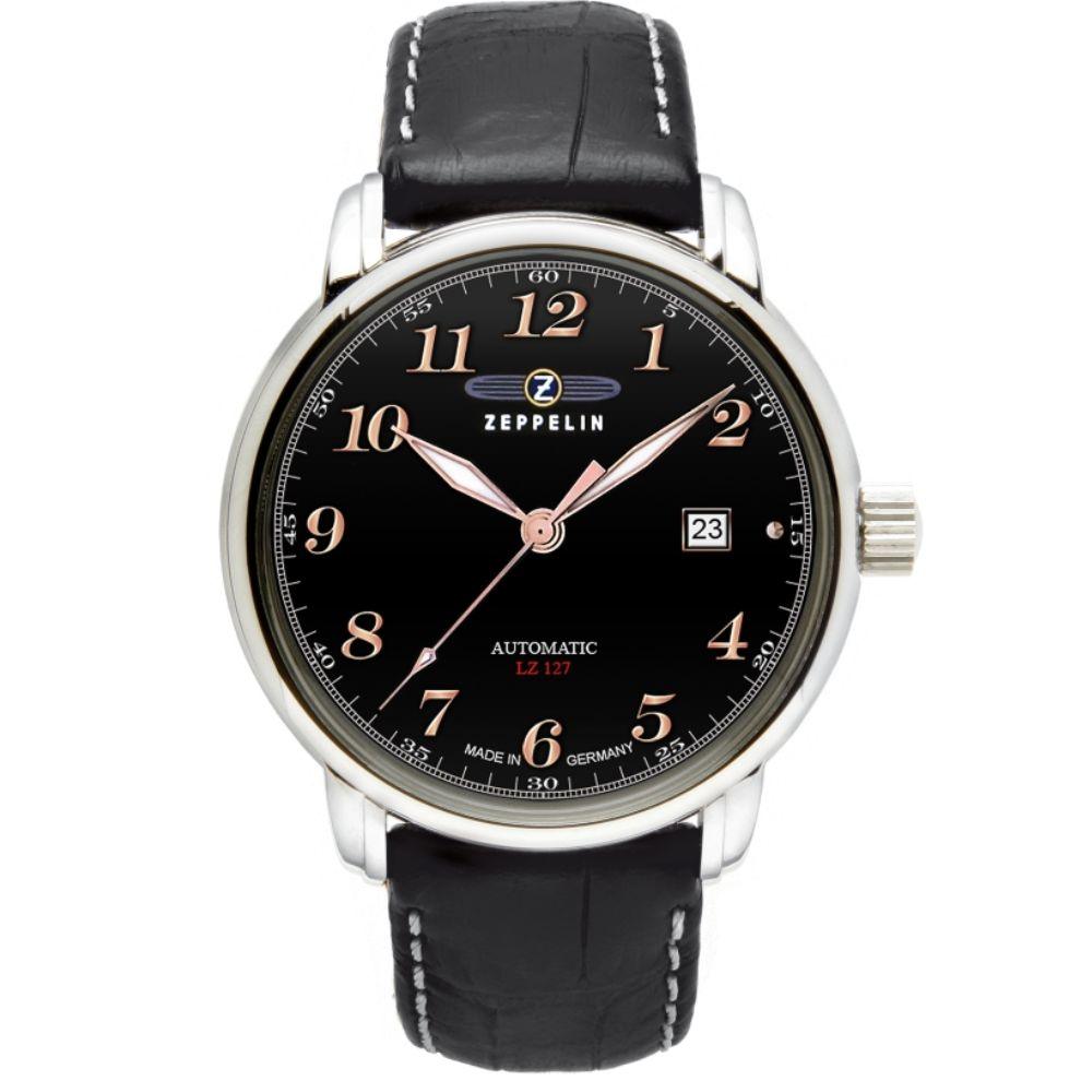 Zeppelin orologio LZ127 Graf Zeppelin 40mm nero automatico acciaio