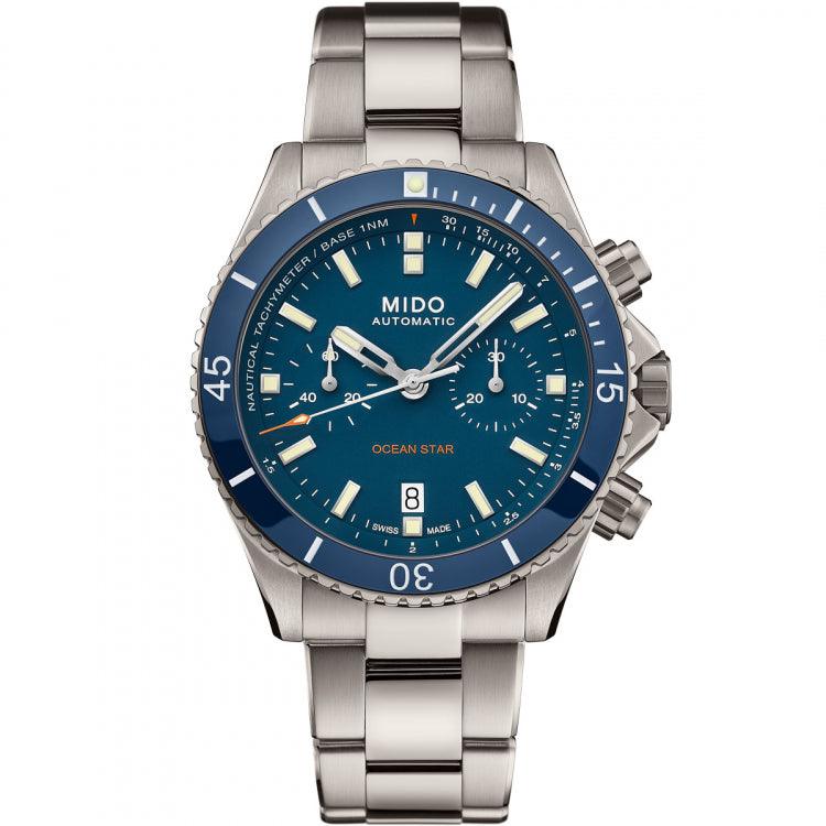 Mido Ocean Star Cronograph 44 mm Titanio azul
