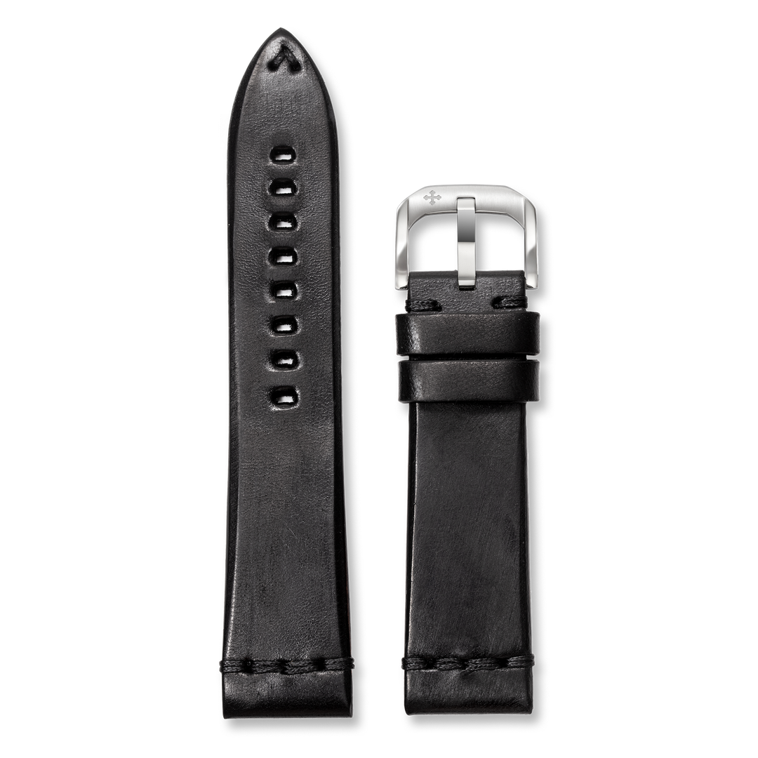 Venezianico antik sort læderrem 22mm