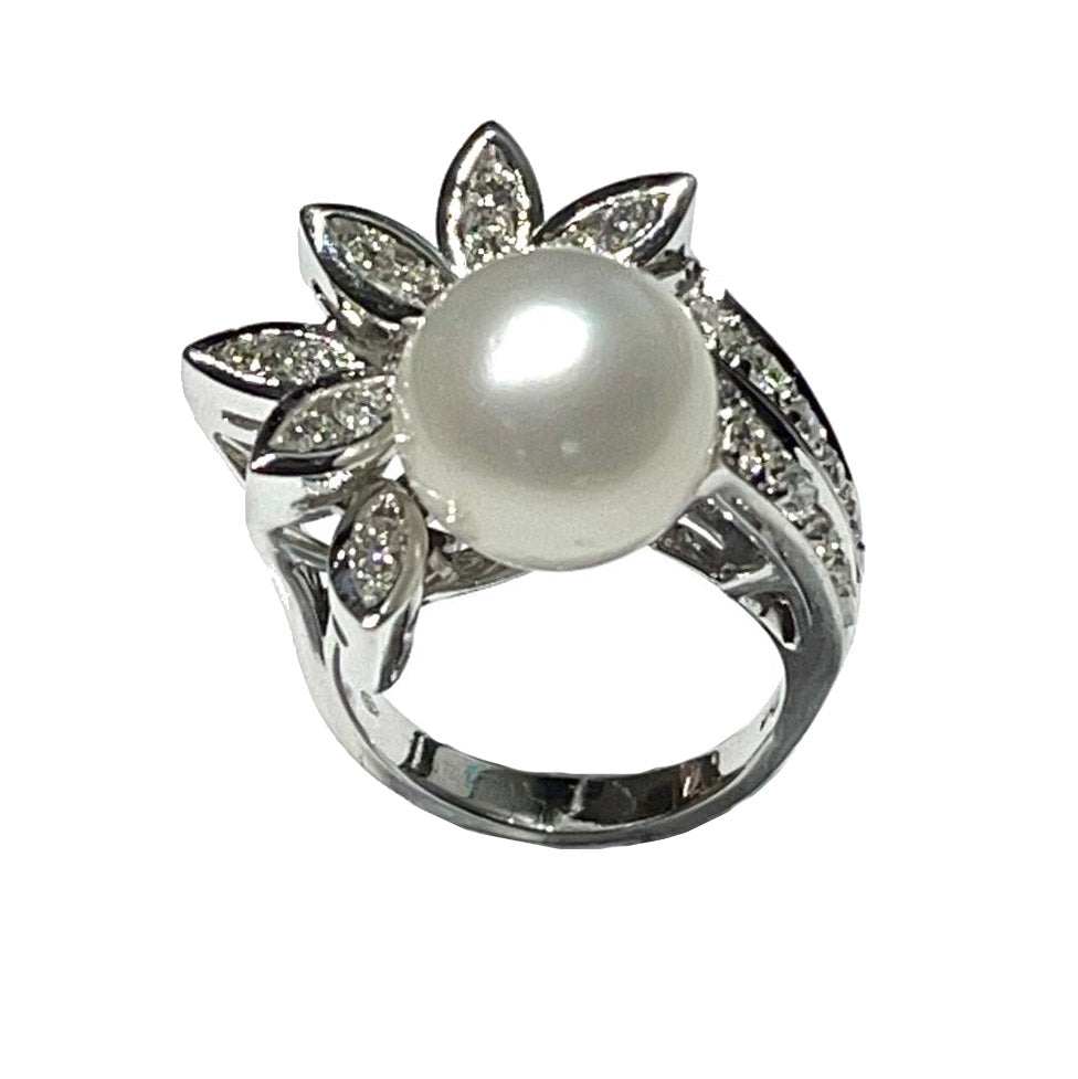 Capodagaglie Pierścień Kwiat Pearl White Pearls 18KT Diamonds and Pearls 0038AG