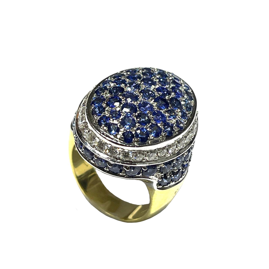 Золотое кольцо золото кольцо 18KT Diamonds Sapphires 0056ag