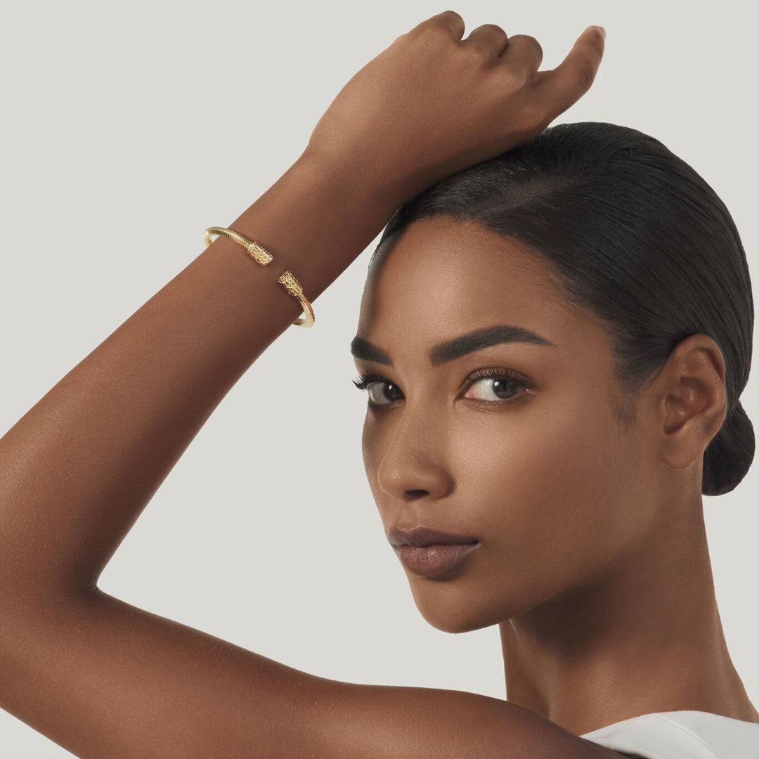 Giovanni Raspini kleines Kroko-Tubegas-Armband, 18 kt vergoldetes 925er Silberarmband 12547