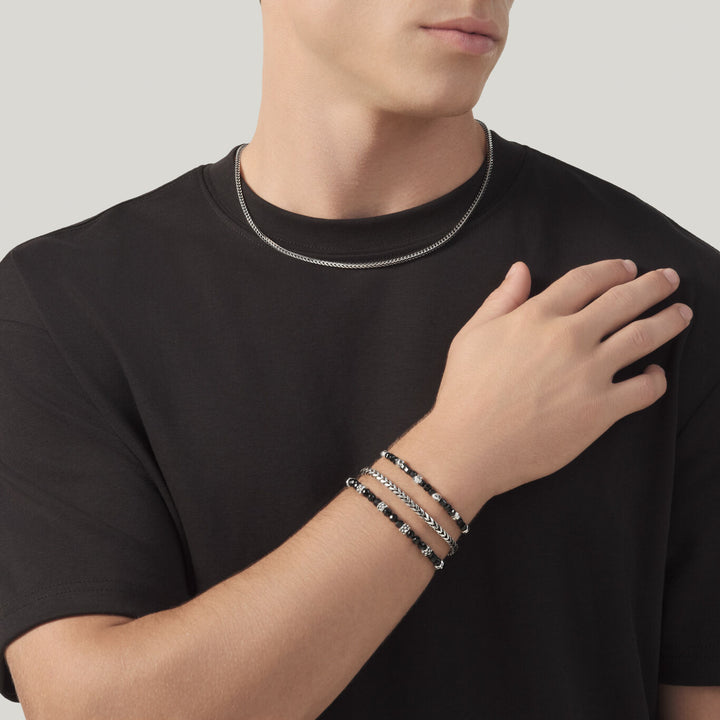 Giovanni Raspini çivili siyah spinel bileklik 925 gümüş ve siyah spinel bileklik 12577