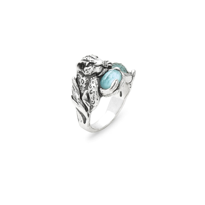Giovanni Raspini Blue Jaguar Ring - Ring i 925 silver, pärlemor och kvarts - 12683