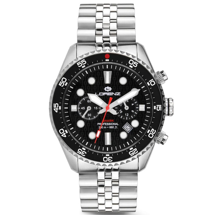 Lorenz Shark 5 Chrono 42 mm siyah kuvars çelik saat 030285AA