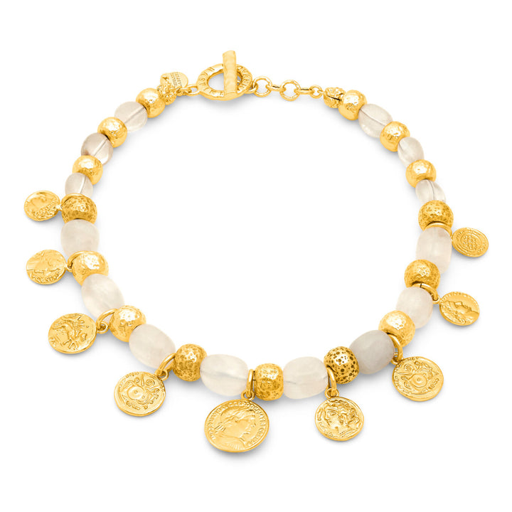 Giovanni Raspini Crystal Coin Necklace gilded bronze N0028