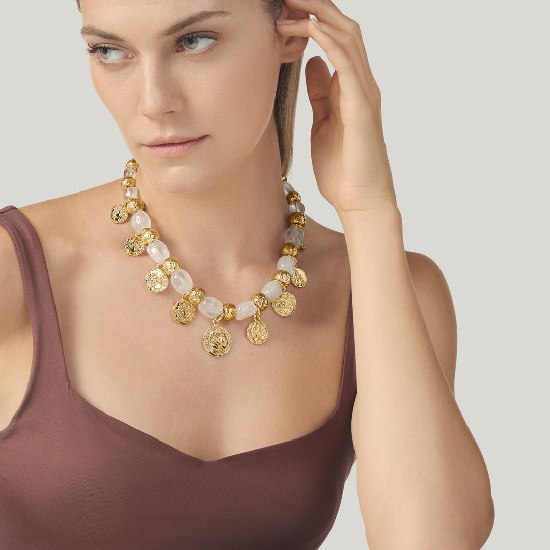 Giovanni Raspini Crystal Coin Necklace gilded bronze N0028
