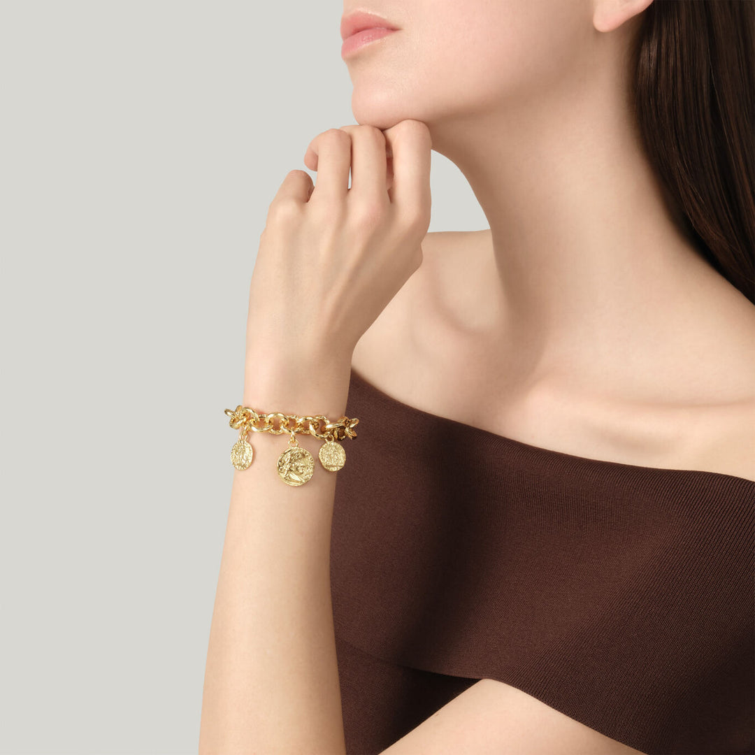Giovanni Raspini Pueblo-Münzarmband 18 kt vergoldetes Armband N0069
