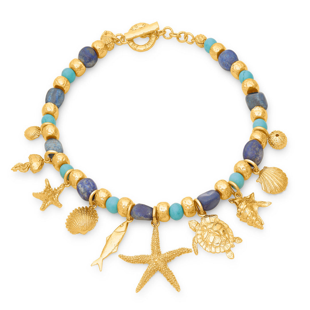 Collier Giovanni Raspini grand bleu Collier plaqué or 18 carats avec lapis lazuli et aulite N0070