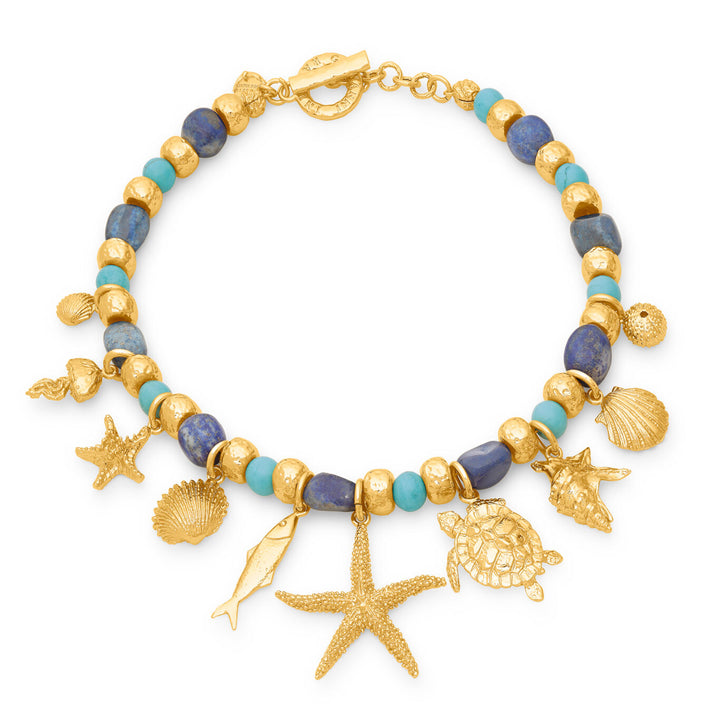Collier Giovanni Raspini grand bleu Collier plaqué or 18 carats avec lapis lazuli et aulite N0070
