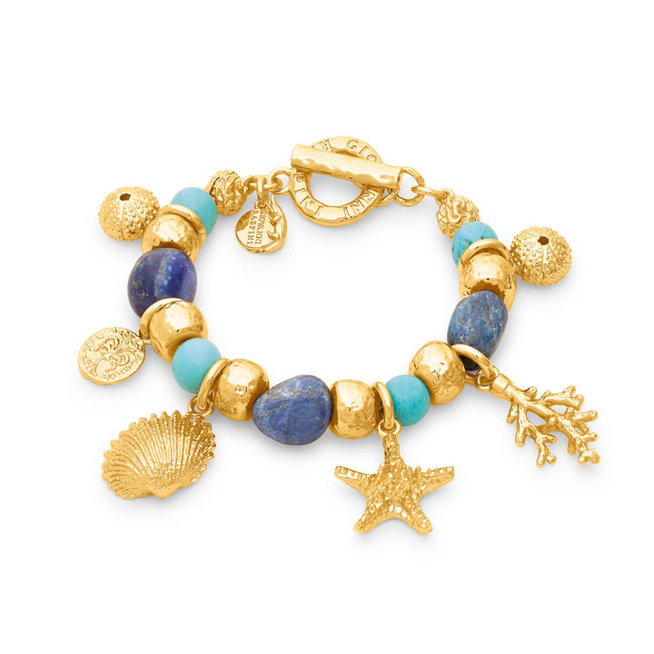 Bracelet Giovanni Raspini grand bleu Bracelet plaqué or 18 carats avec lapis lazuli et aulite N0071