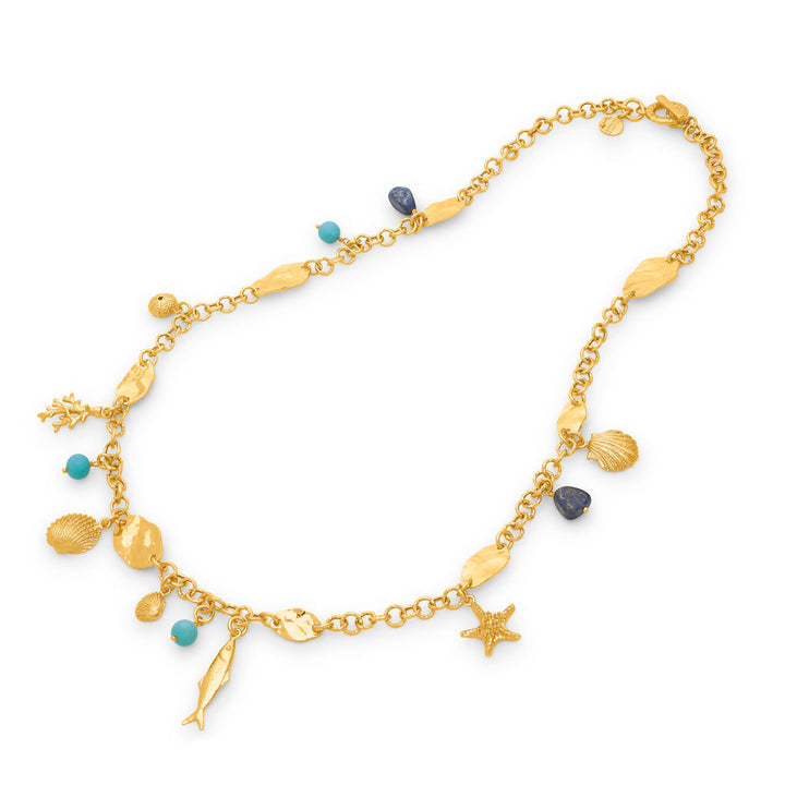 Collier long grand bleu Giovanni Raspini Collier plaqué or 18 carats avec lapis lazuli et aulite N0072