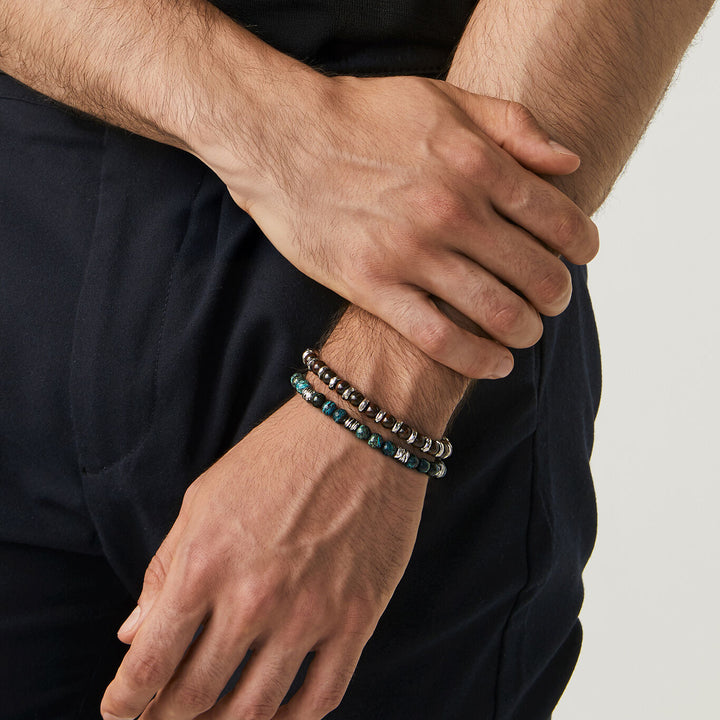 Giovanni Raspini tango seti 925 gümüş, yeşil jasper ve boğa gözü bileklik X01597