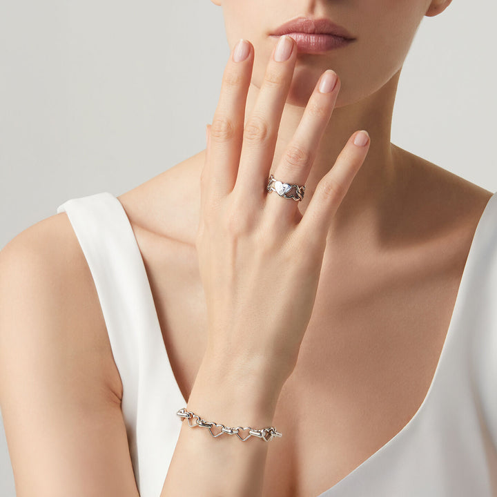 Giovanni Raspini sæt hjerter Armbånd og ring i 925 sølv X01608