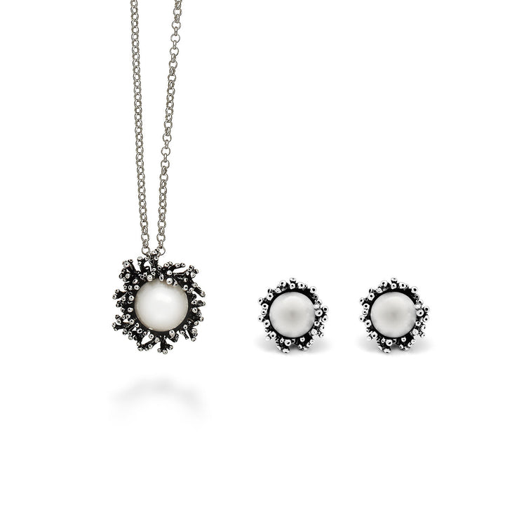 Giovanni Raspini anemonset Halsband och örhängen i 925 silver och naturliga pärlor X01620