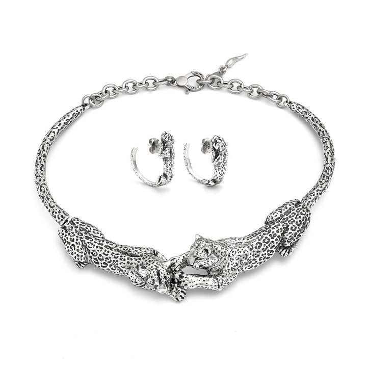 Giovanni Raspini conjunto leopardos Collar y pendientes en Plata 925 X01621