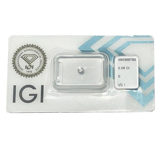 IGI diamante in blister certificato taglio brillante 0,08ct colore E purezza VS 1 - Capodagli 1937