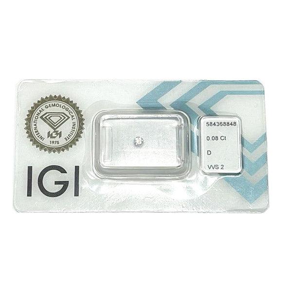 IGI diamante in blister certificato taglio brillante 0,08ct colore D purezza VVS 2 - Capodagli 1937