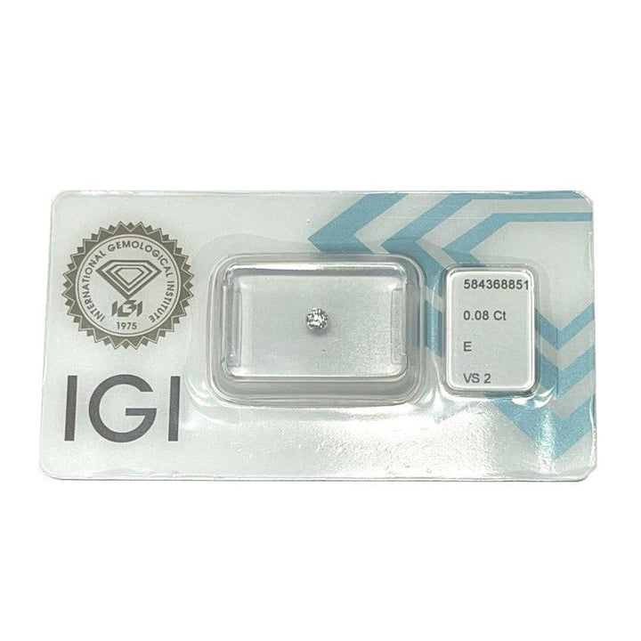 IGI diamante in blister certificato taglio brillante 0,08ct colore E purezza VS 1 - Capodagli 1937