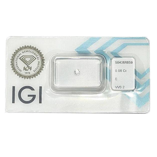 IGI diamante in blister certificato taglio brillante 0,08ct colore E purezza VVS 2 - Capodagli 1937