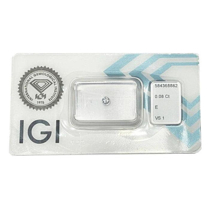 IGI diamante in blister certificato taglio brillante 0,08ct colore E purezza VS 1 - Capodagli 1937