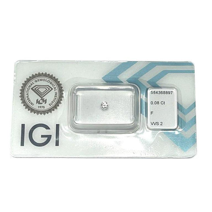 IGI diamante in blister certificato taglio brillante 0,08ct colore F purezza VVS 2 - Capodagli 1937