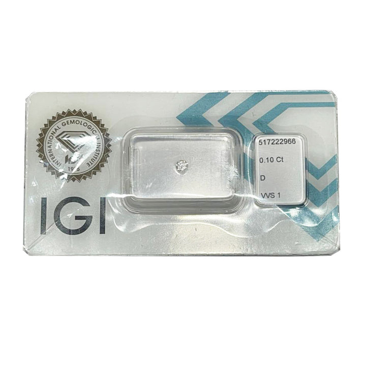 IGI diamante blister certificado de corte brilhante 0,10ct Cor D Pureza VVS 1