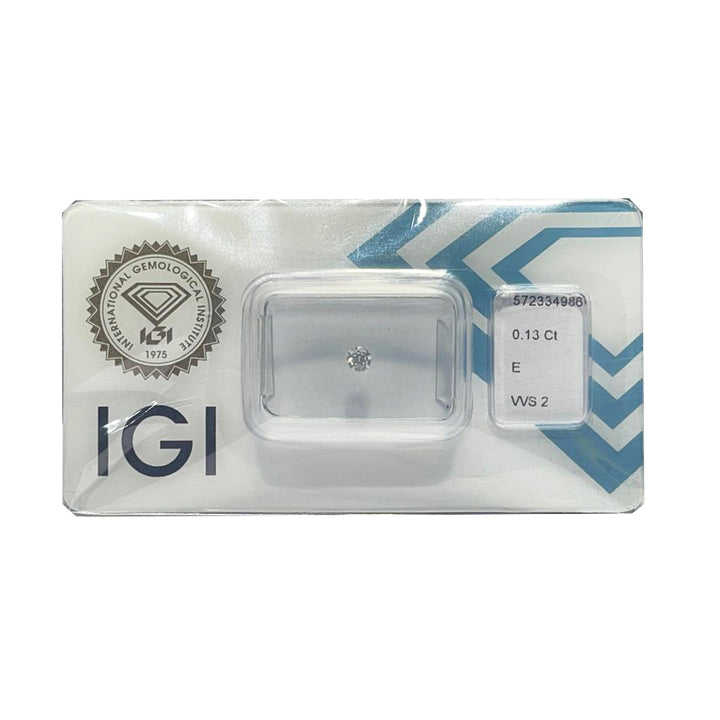 IGI Diamond Blister Certified Brilliant Cut 0.13ct Color E Purity VVS 1