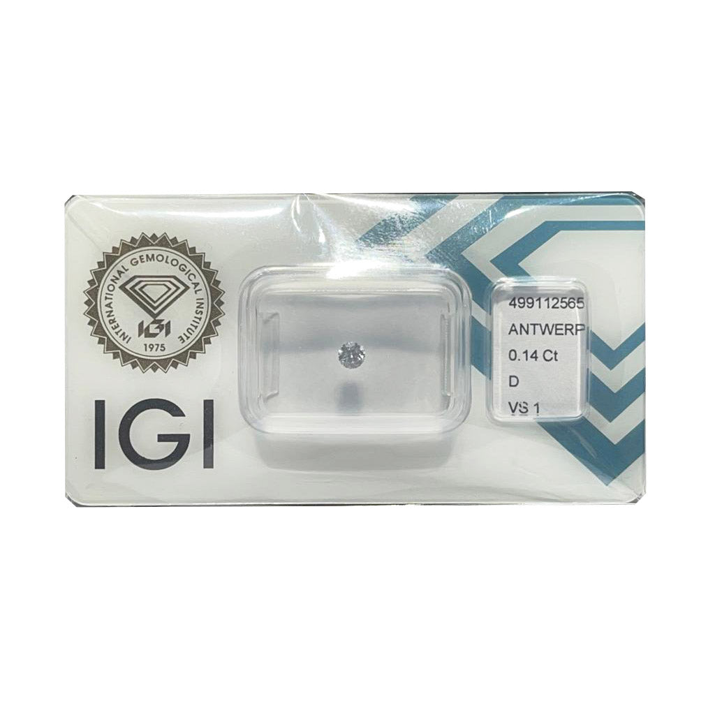 IGI diamante in blister certificato taglio brillante 0,14ct colore D purezza VS 1