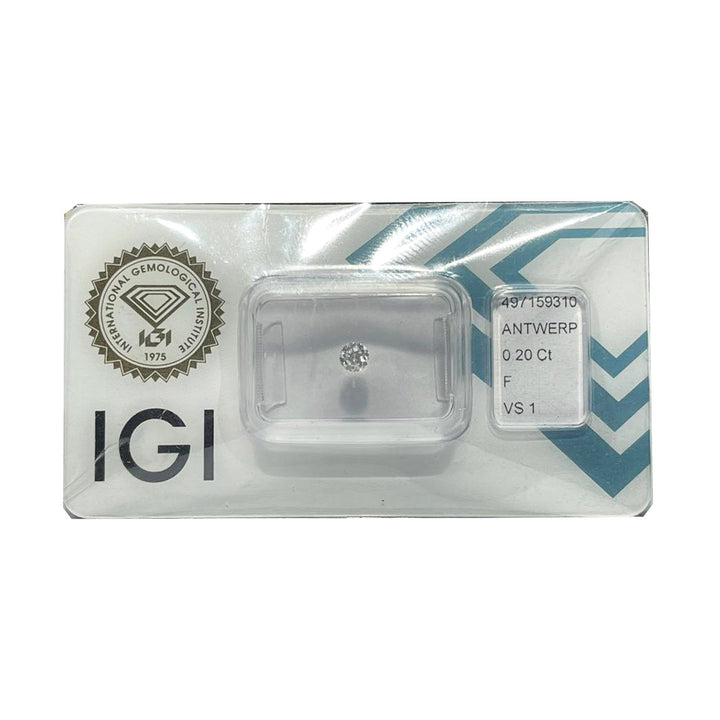 IGI diamante blister certificado brilhante corte 0,20ct cor F pureza VS 1