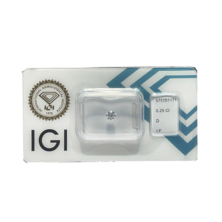 IGI Diamante בשלפוחית ​​שלפוחית ​​Brilliant Cut 0.25 CLT צבע טוהר אם