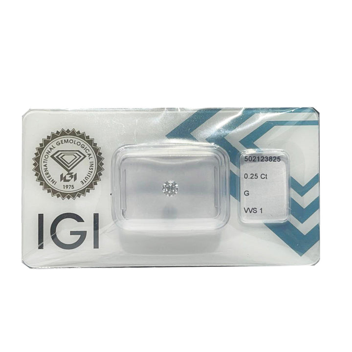 IGI 钻石水泡证书闪亮切割 0.25ct 颜色 G 纯度 VVS 1