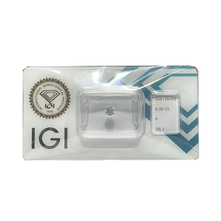 IGI 钻石水泡证书明亮切割 0.26ct 颜色 F 纯度 VS 1