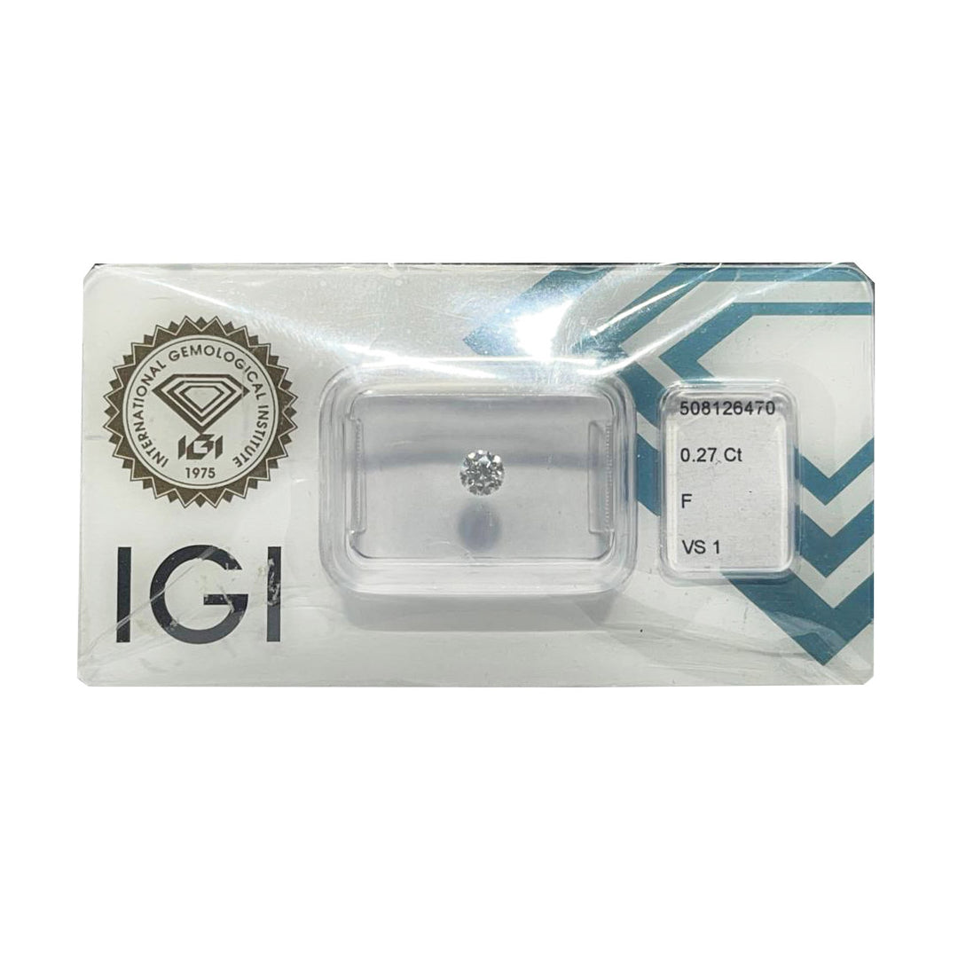 IGI Diamond Blister Certified Brilliant Cut 0.27ct Color F Purity VS 1