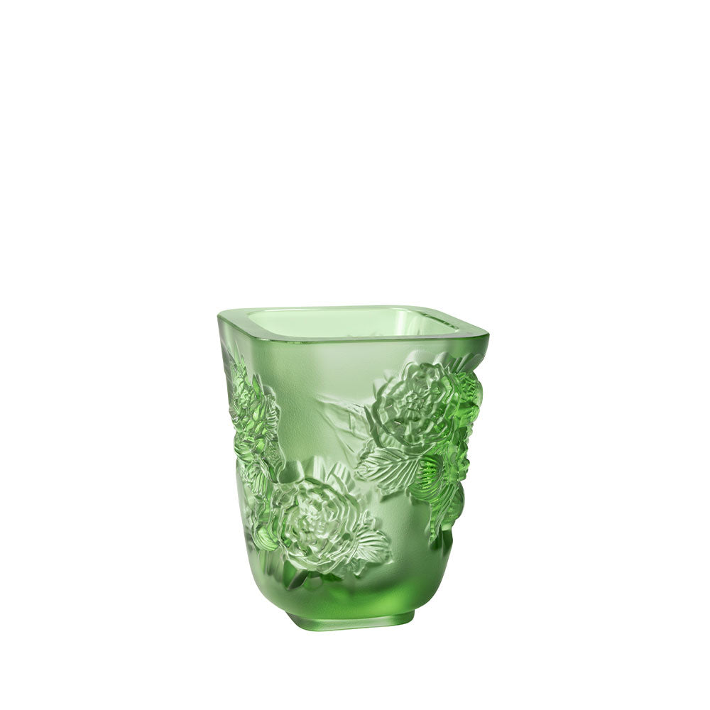 Lalique Jarrón Pivoines Petit Modèle Crystal Green 10708800