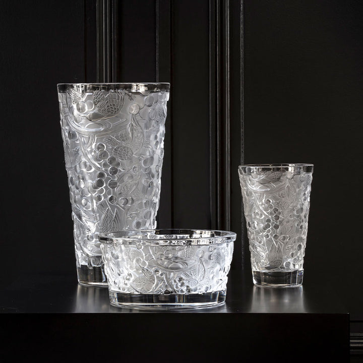 Lalique Vaso Merles et Raisins Moyen Model Crystal 10732100