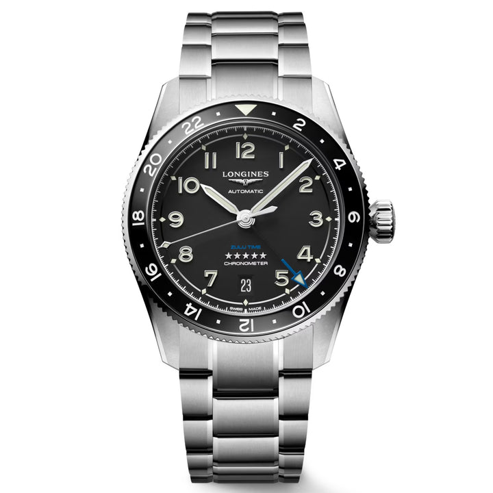 Longines Watch Spirit Zulu Time 39 мм черная автоматическая сталь L3.802.4.53.6