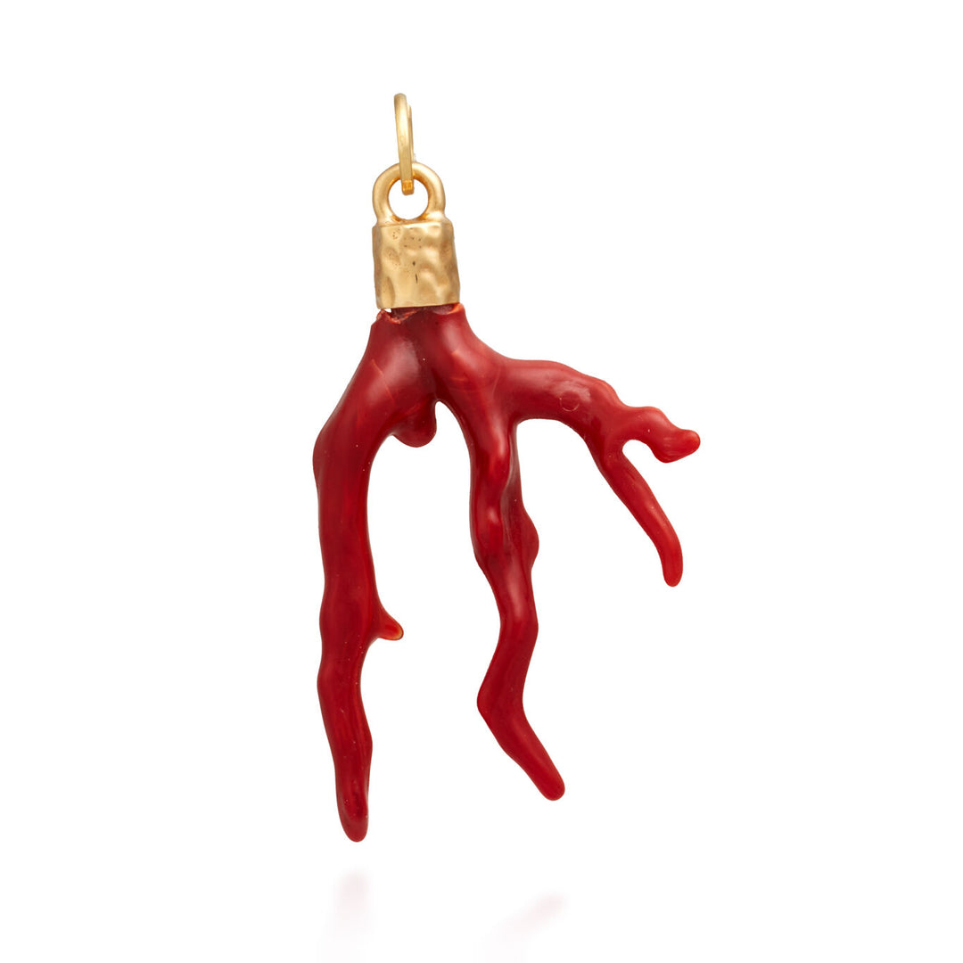 Giovanna Raspini charme pendentif corail rouge argent 925 finition PVD or jaune résine 12037