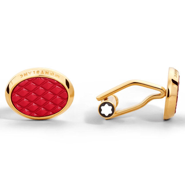 Montblanc oval Meisterstück cufflinks steel PVD yellow gold finish 134469