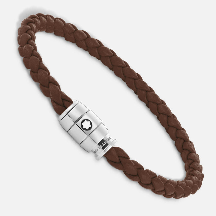 Montblanc steel bracelet with 3 rings and leather Meisterstück brown brown measuring 13600268