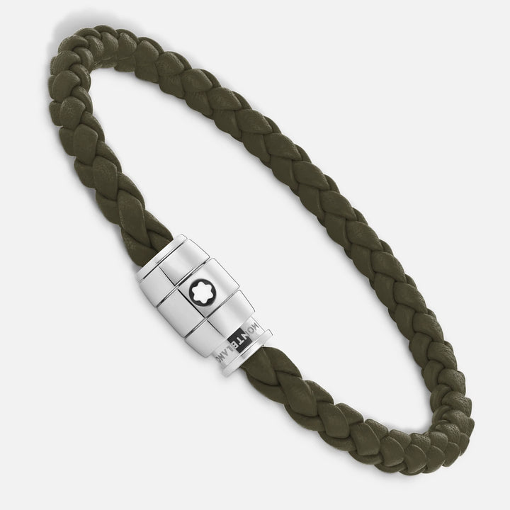 Montblanc steel bracelet with 3 rings and mesherstück kaki leather size s 13600360