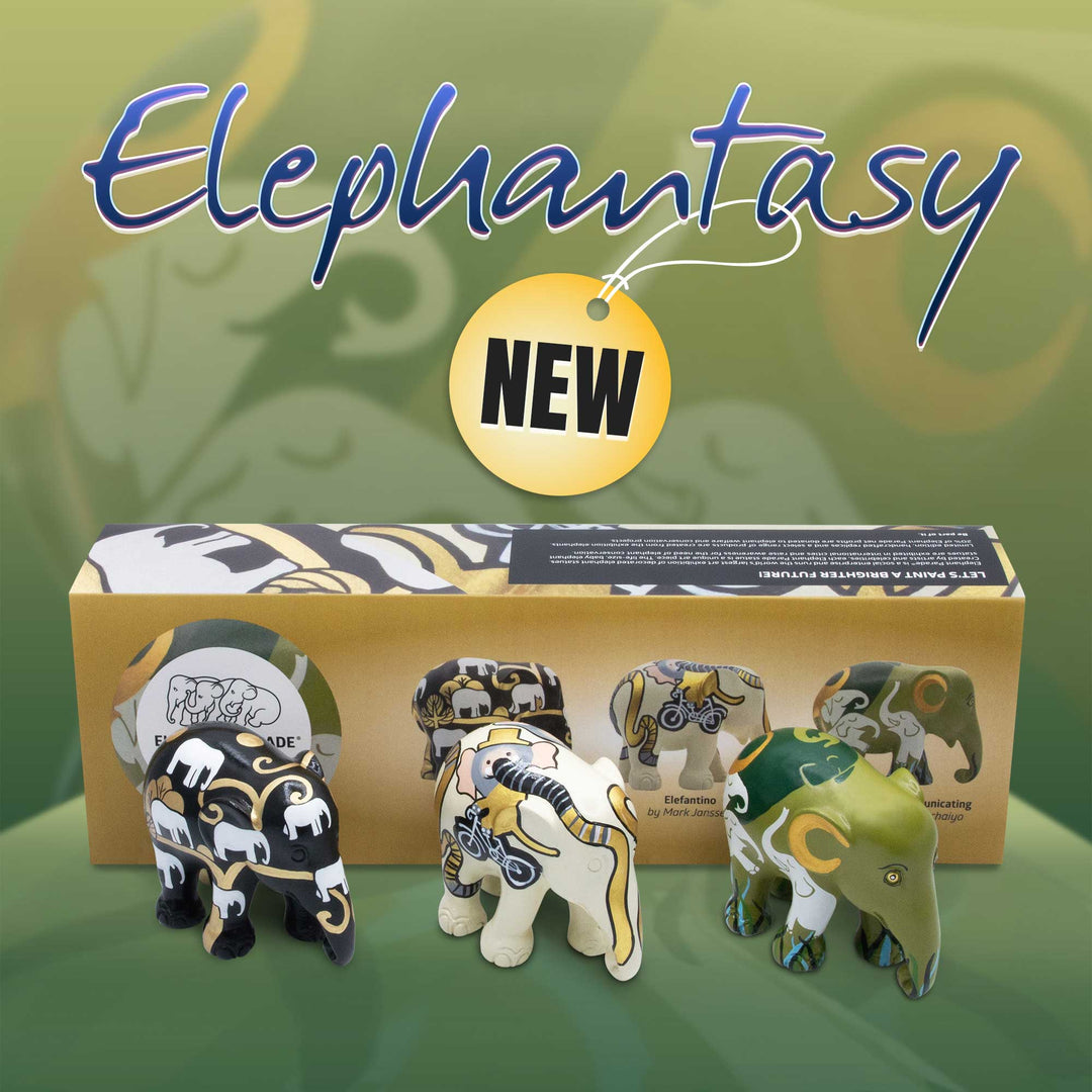 Elephant Parade multipack olifanten Elephantasy - Goldie + Babyolifant + Olifanten Communiceren