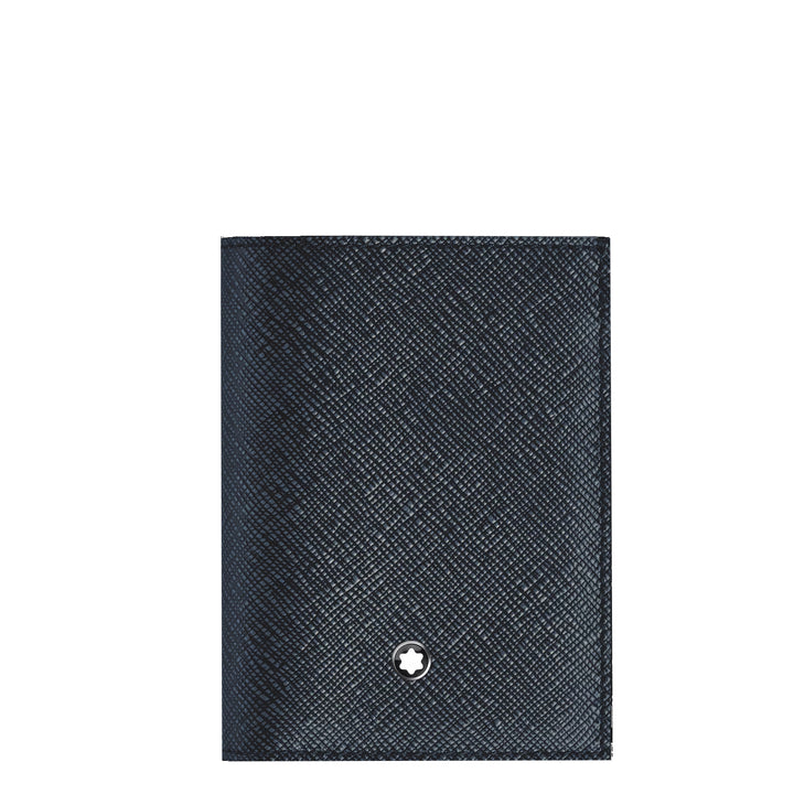 Montblanc portafoglio mini 4 tasche pelle Sartorial tweed blu 220382