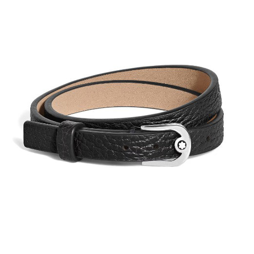Montblanc justerbart Horseshoe lær armbånd med svart narv 222738