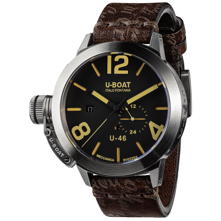 ساعة U-BOAT الكلاسيكية U-46 قطر 46 ملم، سوداء، أوتوماتيكية، فولاذ 4646