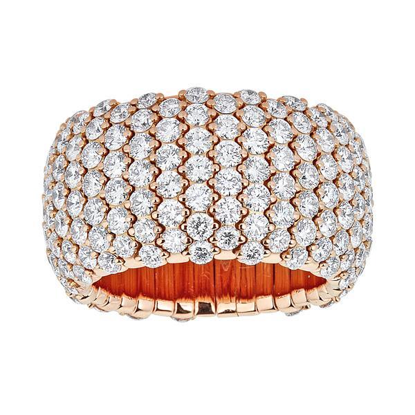 Zydo Rose Gold Diamond Dome Wide Elastic Ring 46958
