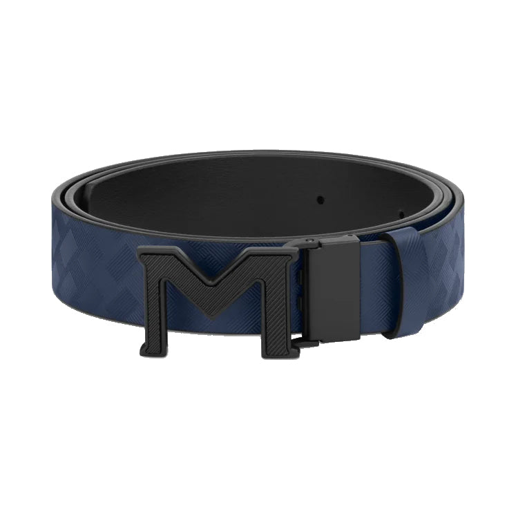 حزام Montblanc القابل للعكس مع مشبك M Extrem 3.0 أزرق/أسود ناعم 198648