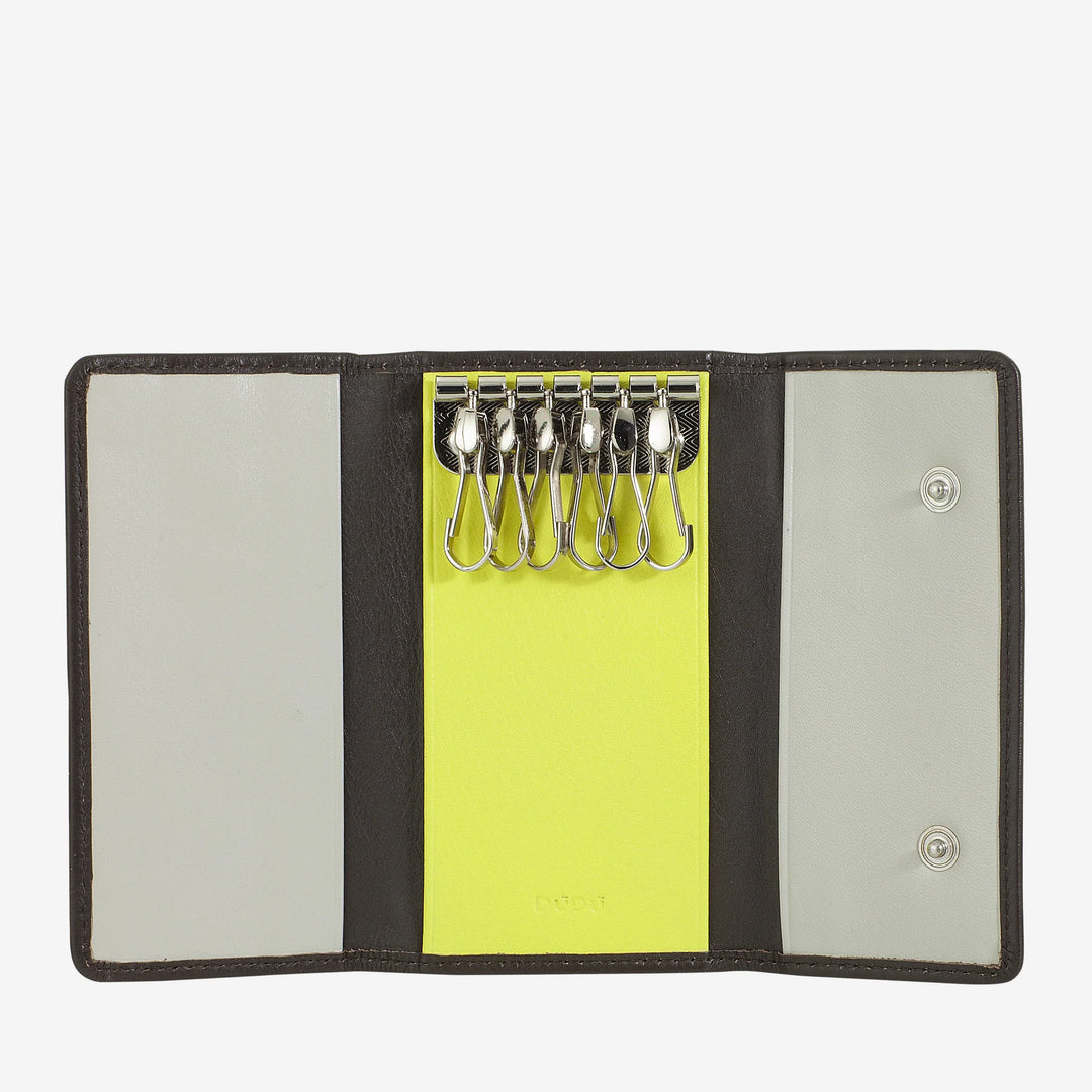 DUDU 男士和女士经典真皮钥匙圈 多彩 6 个挂钩