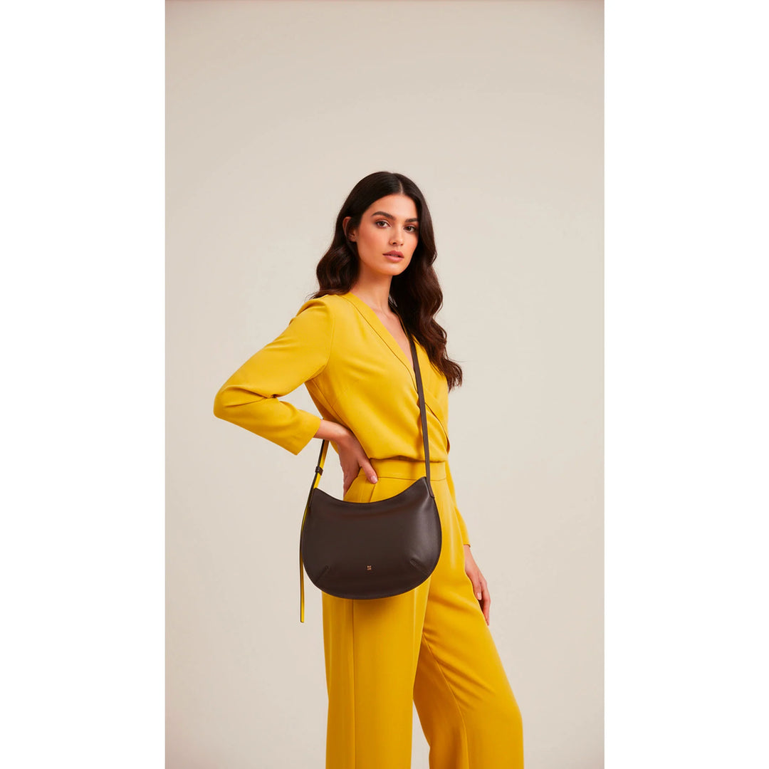 DUDU Medium zachte schoudertas voor dames van echt leer, hobotas met verstelbare schouderriem, schoudertas met ritssluiting